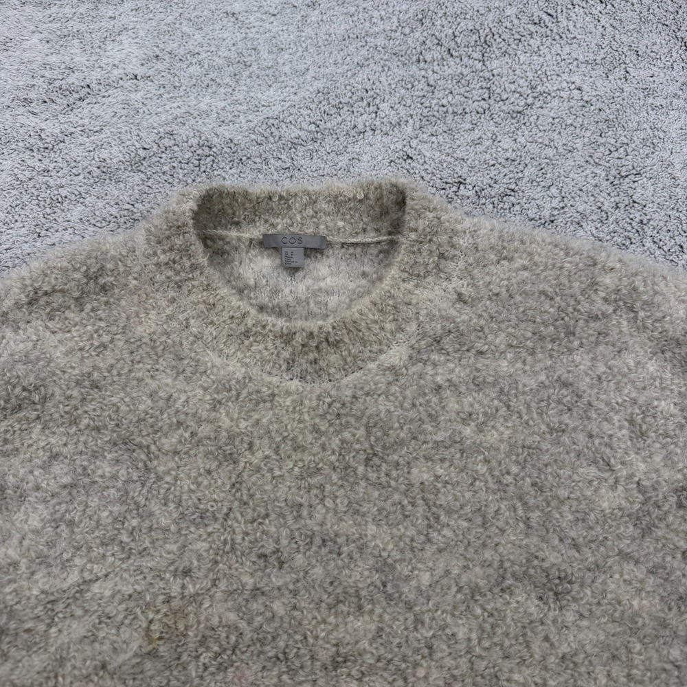 COS Sweater Women Medium Beige Cropped Boxy Oversized Mohair Wool Blend Pullover - Picture 2 of 12